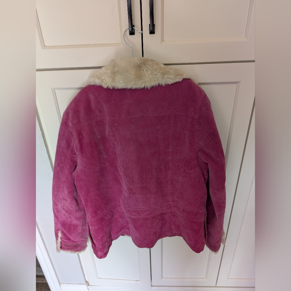 Vintage Wilsons Leather Maxima Pink Suede Jacket Fur Trim Large - Picture 11 of 16